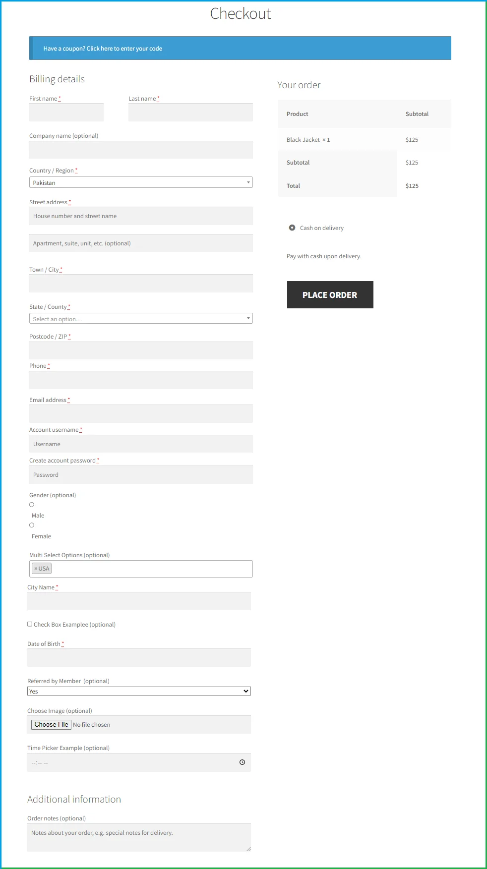 Registration Fields Plugin for WooCommerce