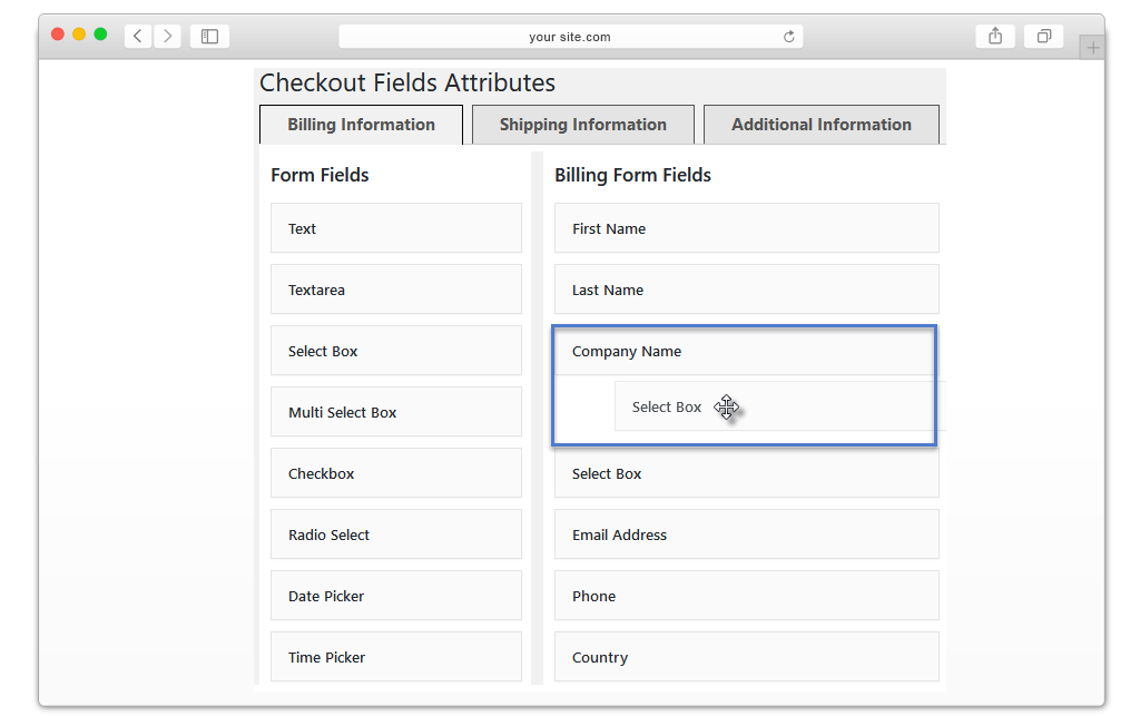 Custom Checkout Fields Manager for WooCommerce