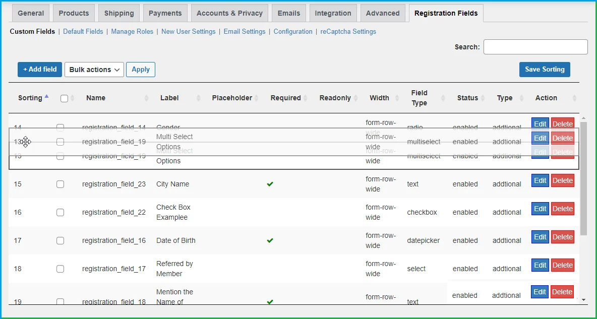 Registration Fields Plugin for WooCommerce
