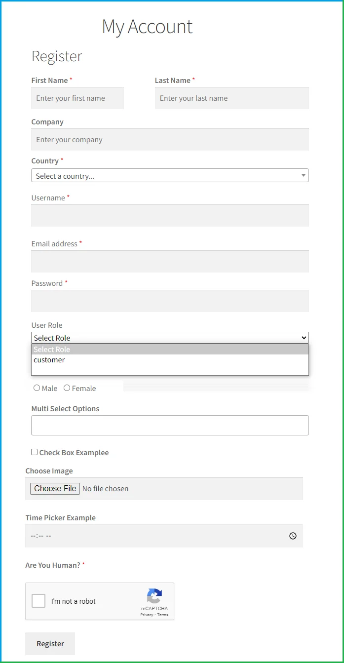 Registration Fields Plugin for WooCommerce