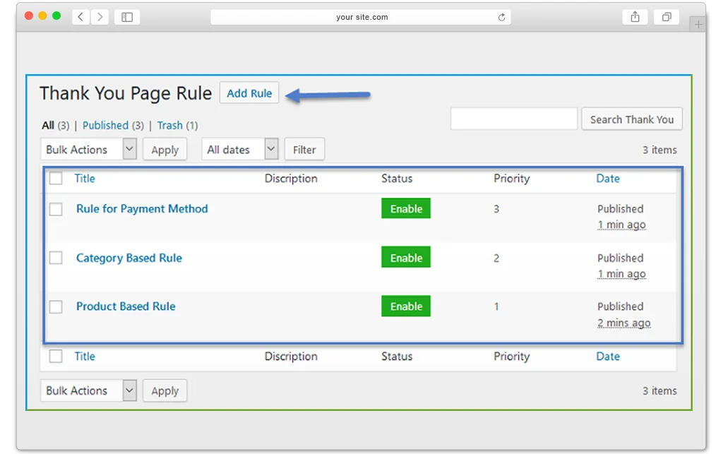 WooCommerce Thank you plugin - add multiple rules